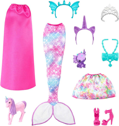 Barbie Dreamtopia Barbie-Puppe mit Barbie-Kleidung, mit Zubehör, Meerjungfrauenschwanz und Baby-Einh