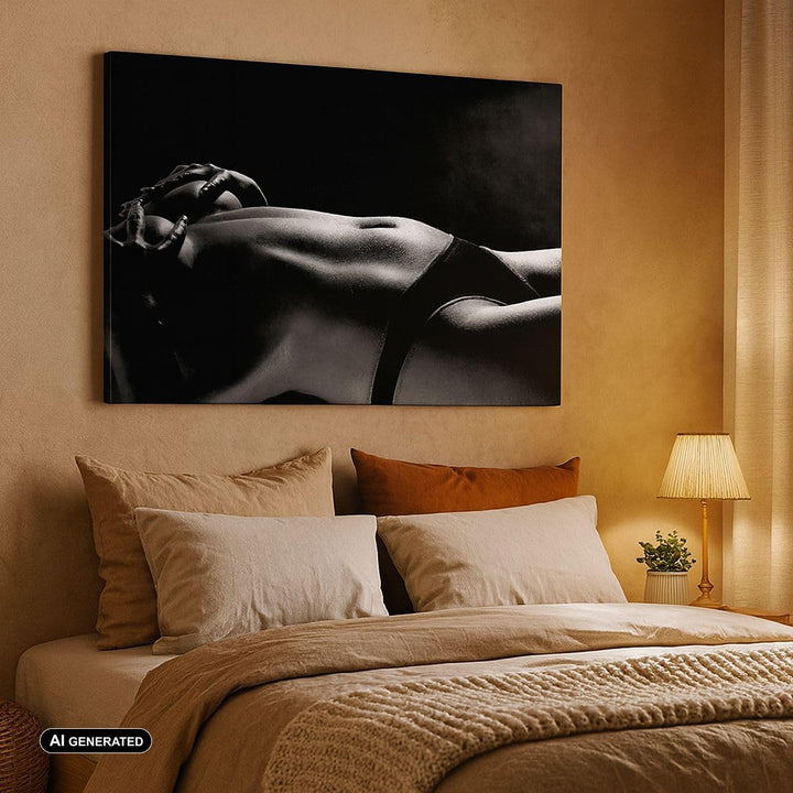 Bilder auf Leinwand 100x70cm Leinwandbild mit Rahmen Anatomie Frau nackt Gross Wanddeko Bild Schlafz