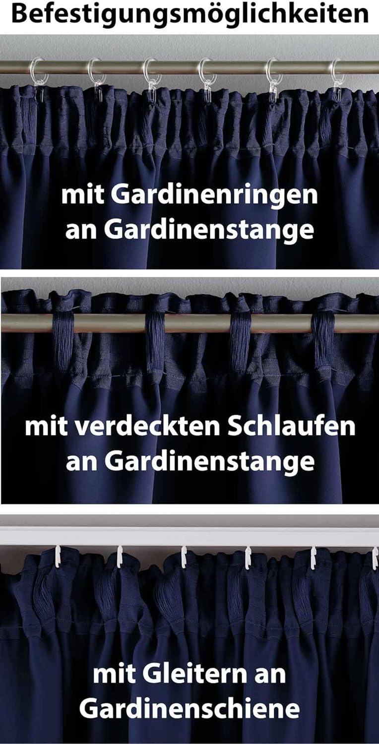 Gardinenbox 2er Set Verdunkelungsvorhänge Blickdicht »Newyork« verdeckte Schlaufen Blau HxB 245x295