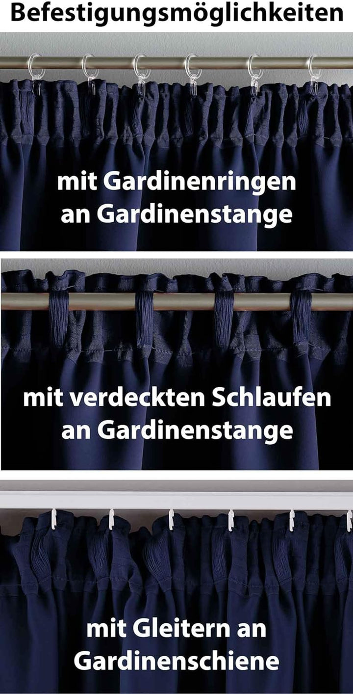 Gardinenbox 2er Set Verdunkelungsvorhänge Blickdicht »Newyork« verdeckte Schlaufen Blau HxB 245x295