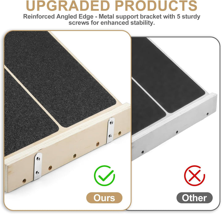 Qingning 2-in-1 Professionelles Schrägbrett aus Holz, Verstellbares Neigungsbrett und Wadendehner, S