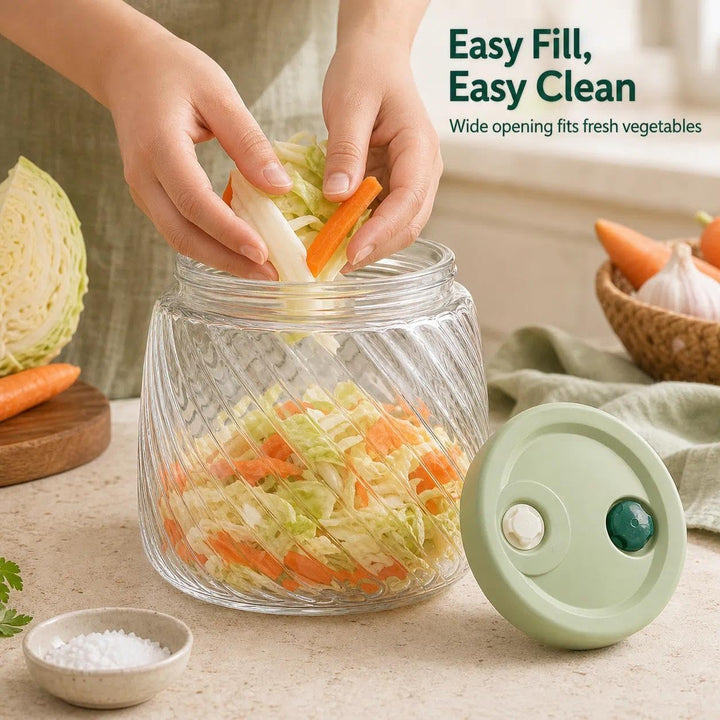 2 Pack 1L Glass Fermentation Jars with Double Airlock Valve,Kimchi behälter,fermentierglas, Airtight