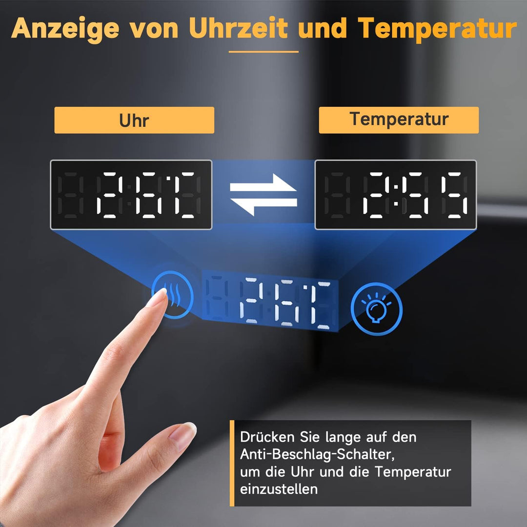 SONNI Badezimmerspiegel mit Beleuchtung 80x60 cm 3 einstellbare Lichtfarbe, Anti-Beschlag LED Badspi