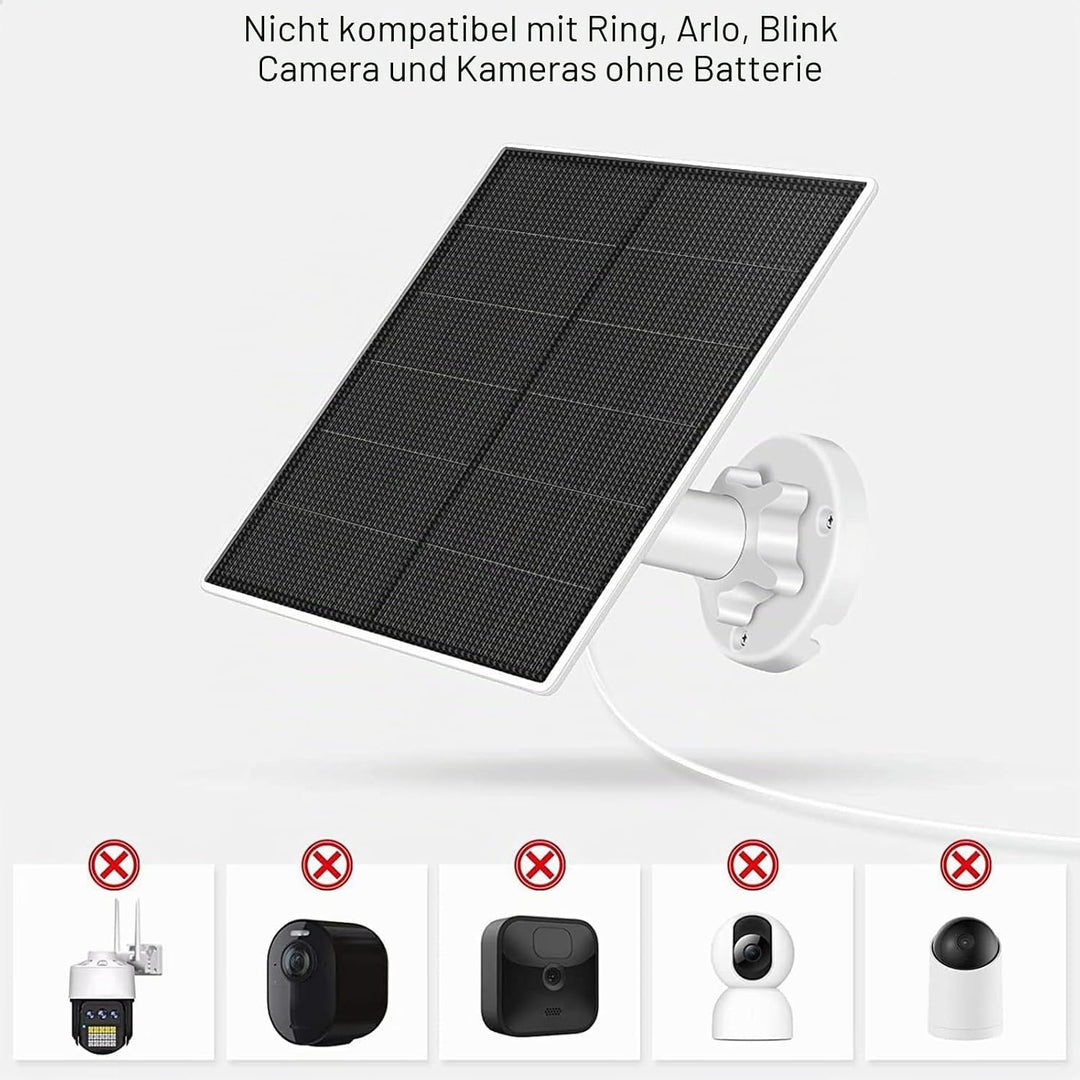 Solarpanel für Überwachungskamera, 5W Solarpanel für DC 5V Sicherheitskamera, Micro USB & USB-C Ansc