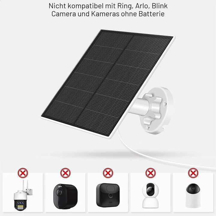 Solarpanel für Überwachungskamera, 5W Solarpanel für DC 5V Sicherheitskamera, Micro USB & USB-C Ansc