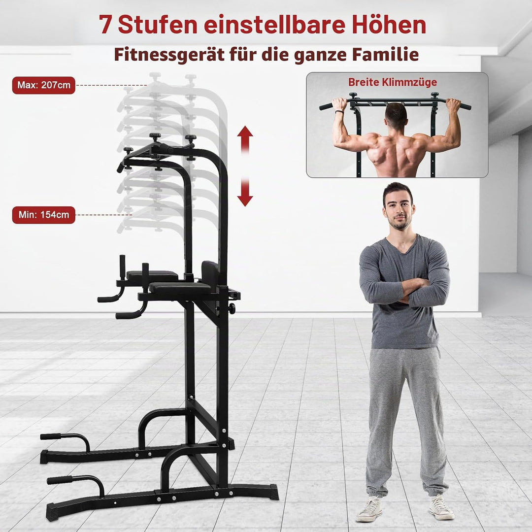 Dip Station Multifunktions-Dip Ständer, Freistehend Fitnessgerät für Calisthenics und Krafttraining,