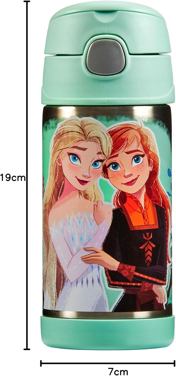 Thermos kids FUNTAINER STRAW BOTTLE DISNEY 0,35 l, Frozen II, Thermoflasche Kinder aus Edelstahl mit