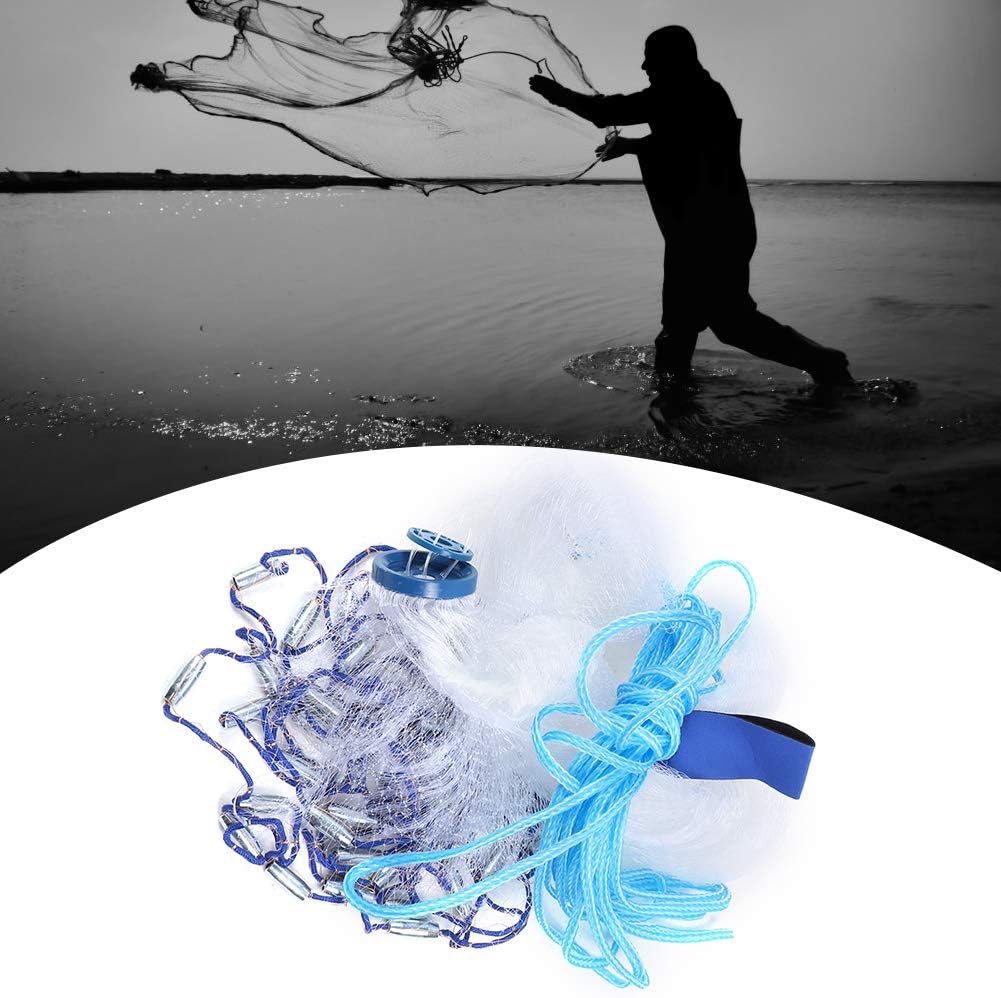Wurfnetz Zum Fischen, Tragbares Fischernetz, Nylon Mesh Fischnetz zum Fangen von Angelnetz Angelzube