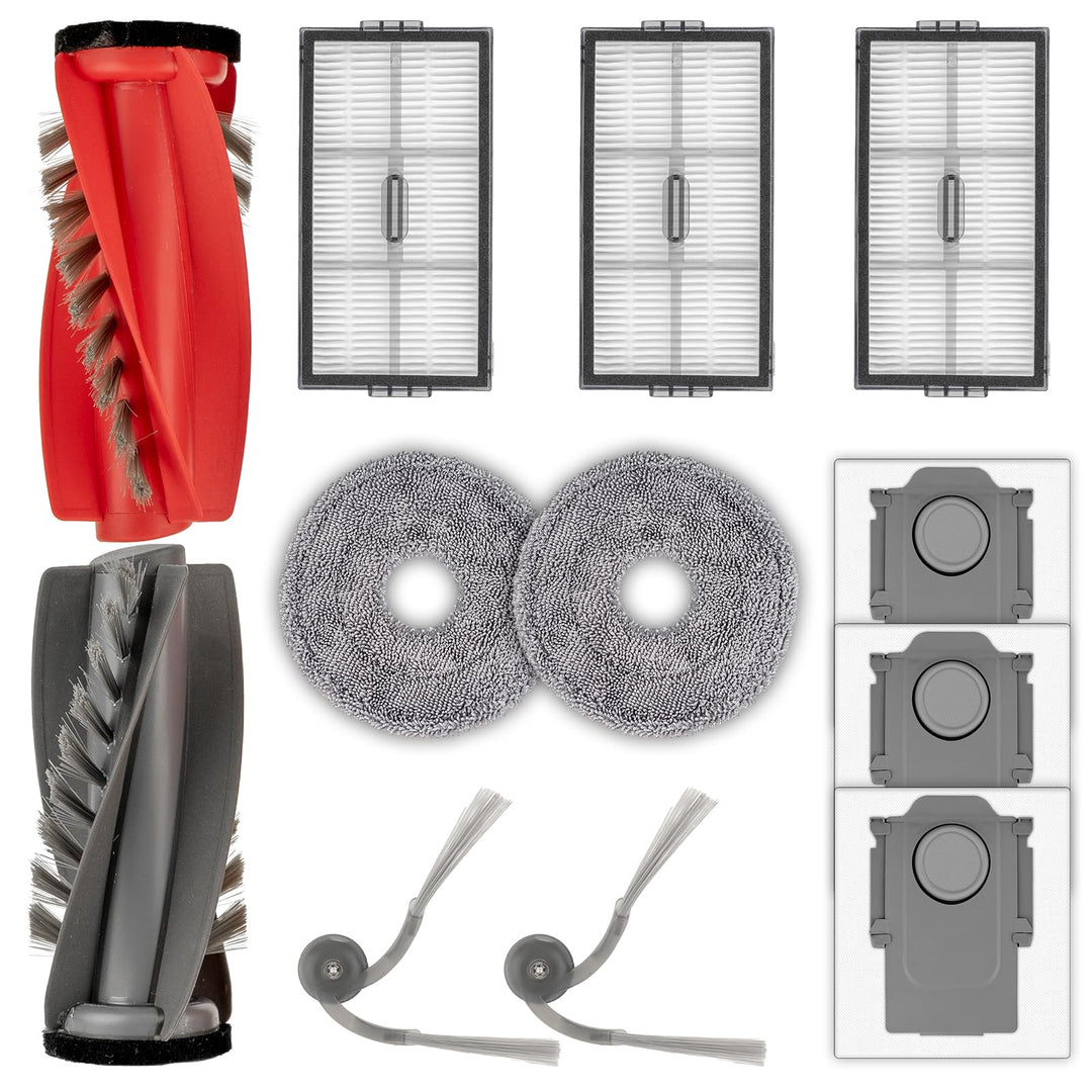 (12 Stück) Saros 10R Ersatzteile kompatibel mit Roborock Saros 10R Saugroboter, 2 Rollenbürsten, 2 S