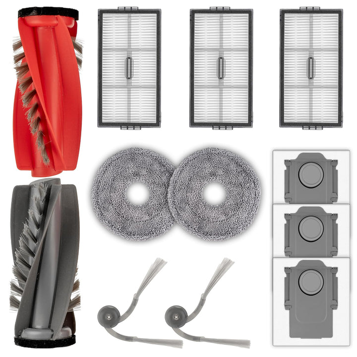 (12 Stück) Saros 10R Ersatzteile kompatibel mit Roborock Saros 10R Saugroboter, 2 Rollenbürsten, 2 S
