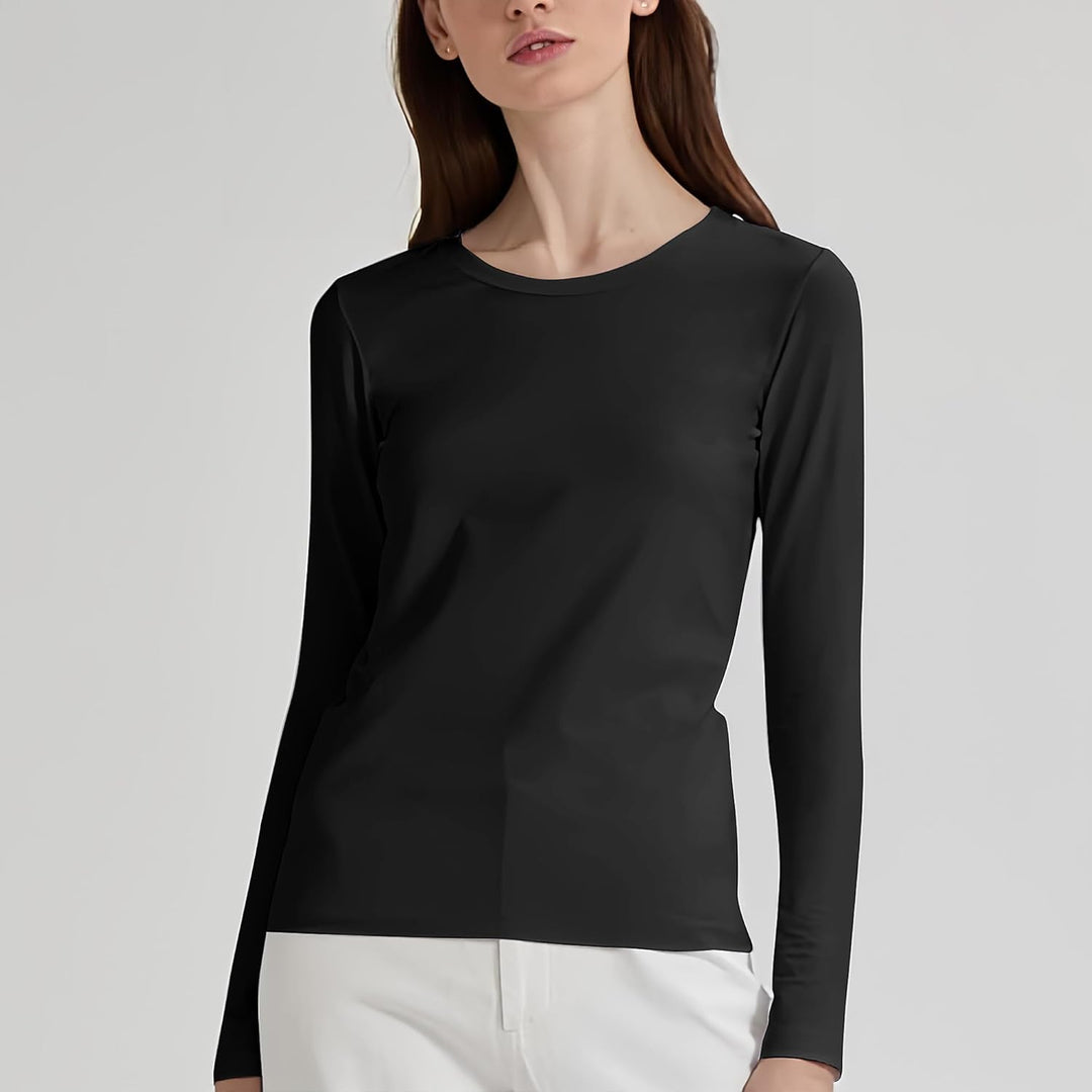 Langarmshirt Damen Basic Longsleeve Langarm-Shirt Oberteil Tops mit Stretch Baumwolle 3er Pack 6151,