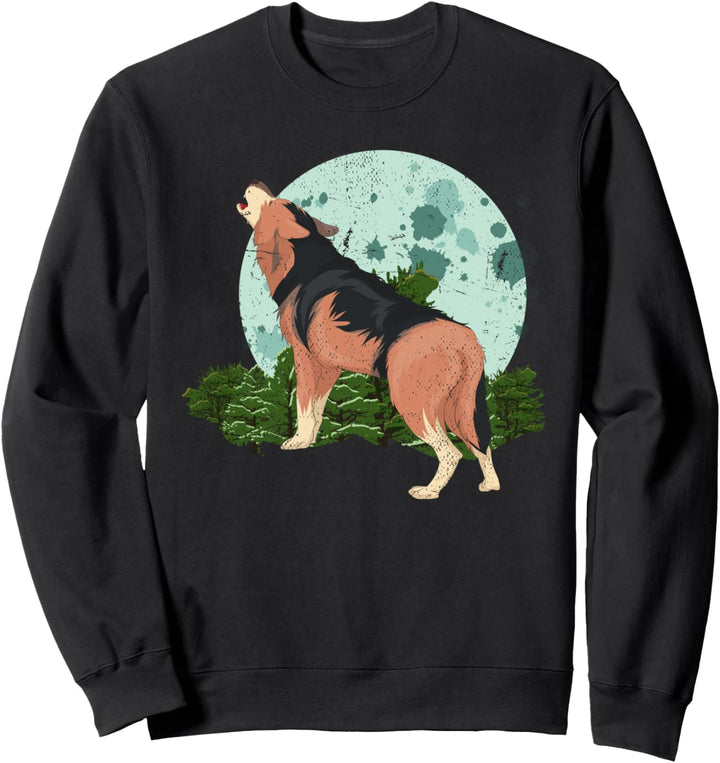 Mondlicht Raubtier Wald Tier Vollmond Heulender Wolf Sweatshirt