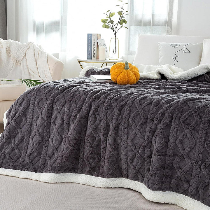 Decke Sofa Kuscheldecke Grau - 150x200 cm Warm Sherpa Sofaüberwurf Decke, Dicke Sofadecke Couchdecke
