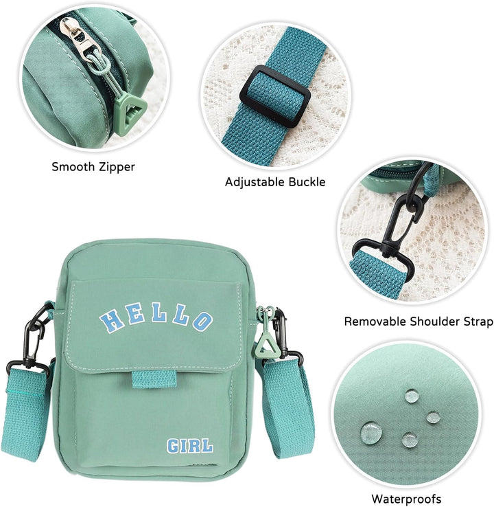 PORRASSO Casual Umhängetasche Mädchen Schultertasche Nylon Schulrachnzen Damen Messenger-Tasche Cros