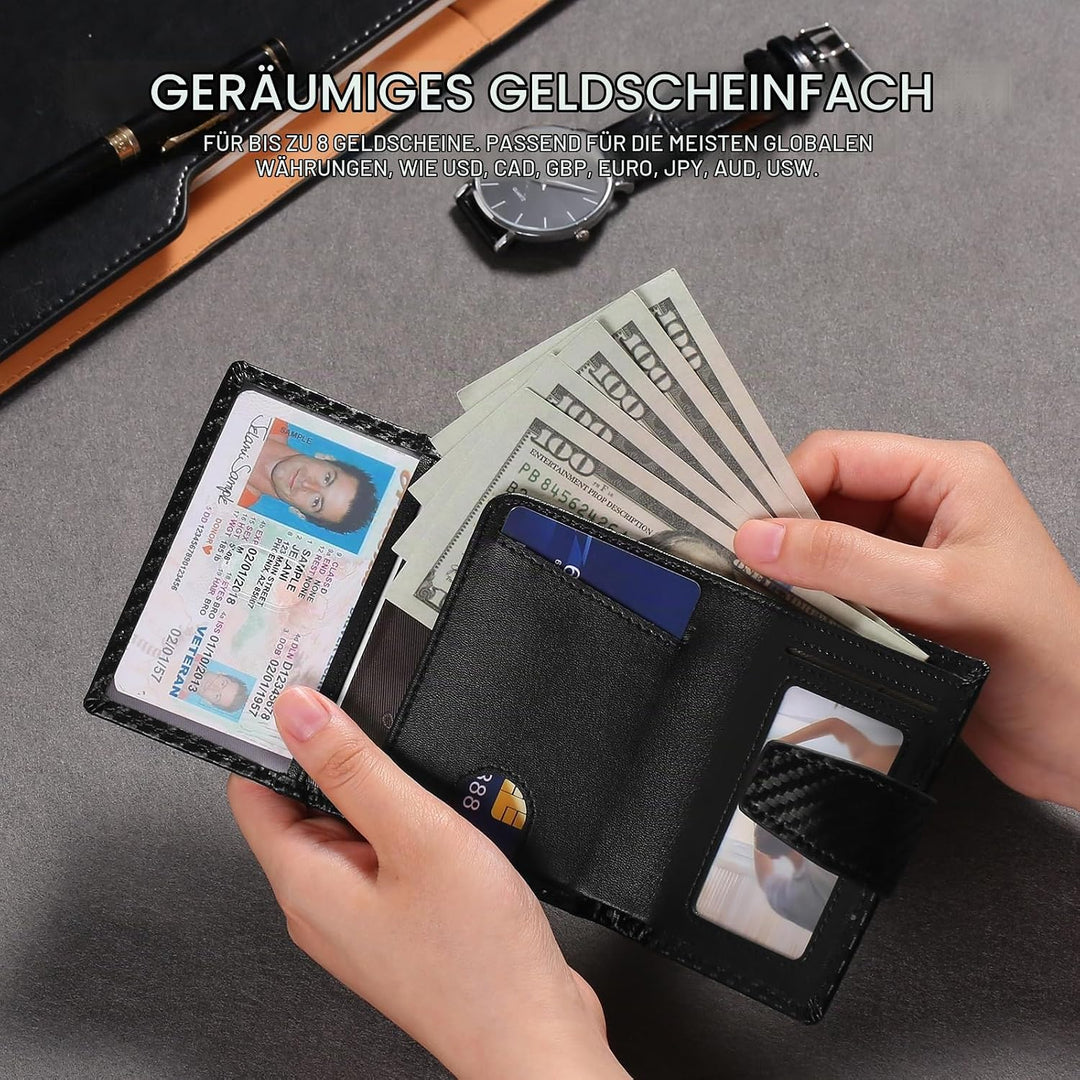 SENDEFN Kartenetui mit Münzfach | Geldbörse Herren RFID Schutz | Geldbeutel aus echtem Leder | Mini