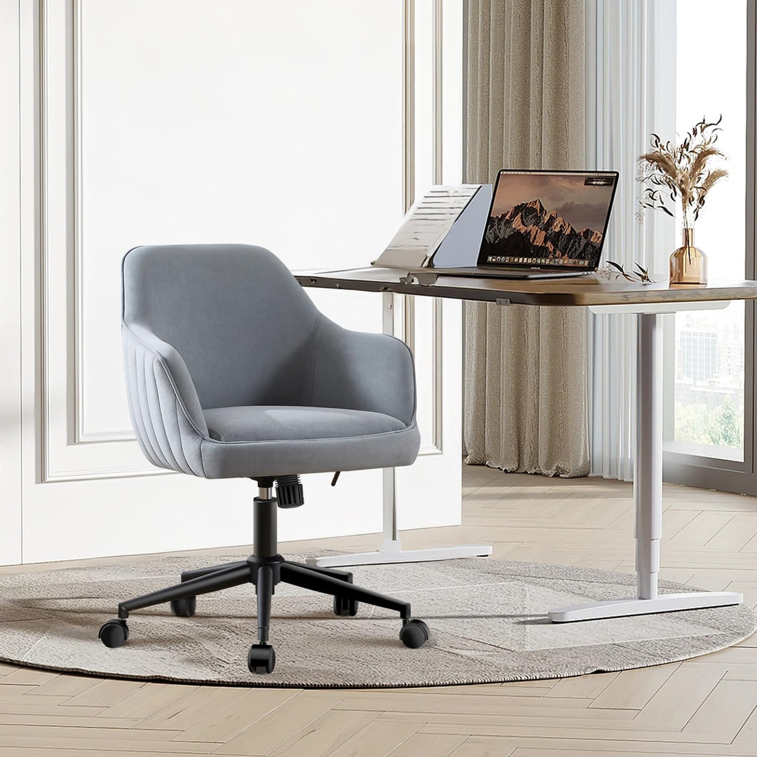 Bürostuhl Homeoffice Samt Schminktischstuhl bis 136 kg Belastbar Ergonomischer Höhenverstellbar Dreh