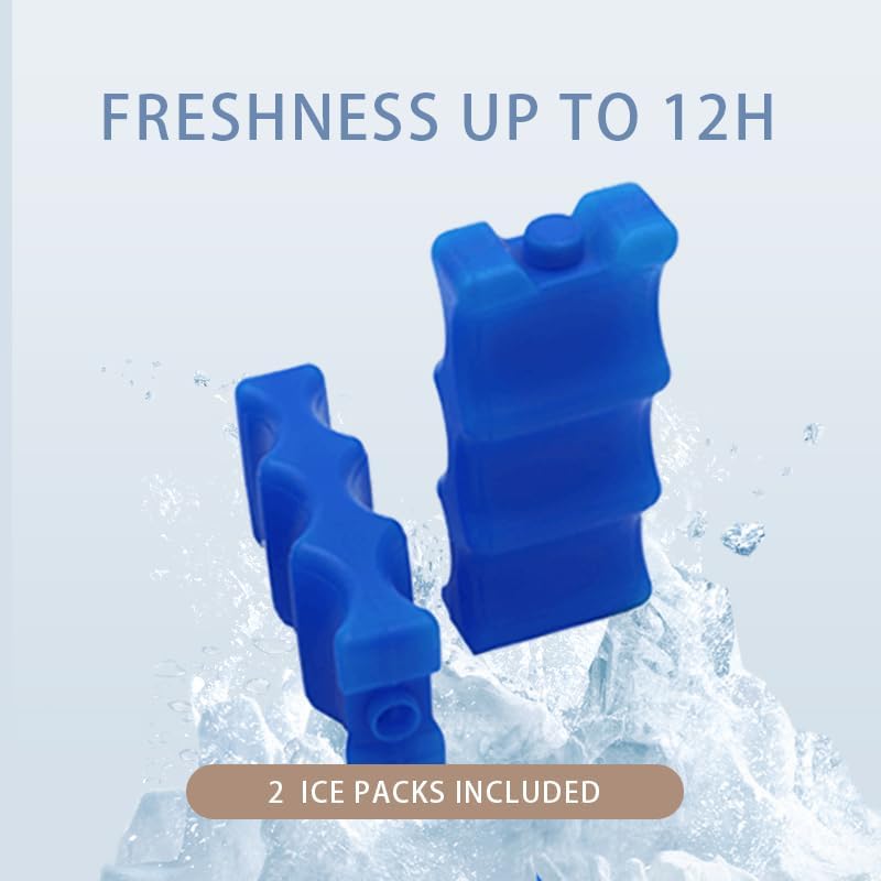 Isolierte Tasche für Brustmilch Lunch Kühler Wärmender Rucksack Wasserdicht, 2 Eisbeutel inklusive S