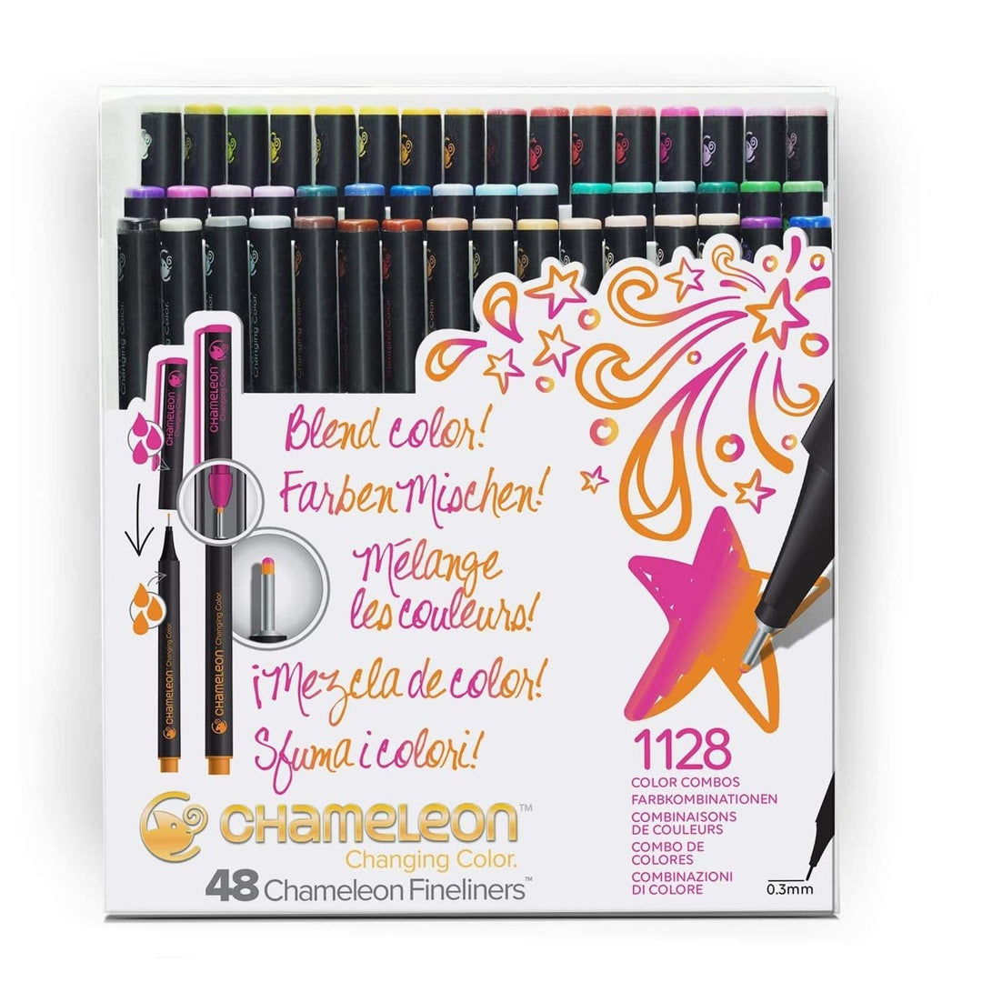 Chameleon Fineliners Brillantfarben – 48 Stück Glänzend, Glänzend