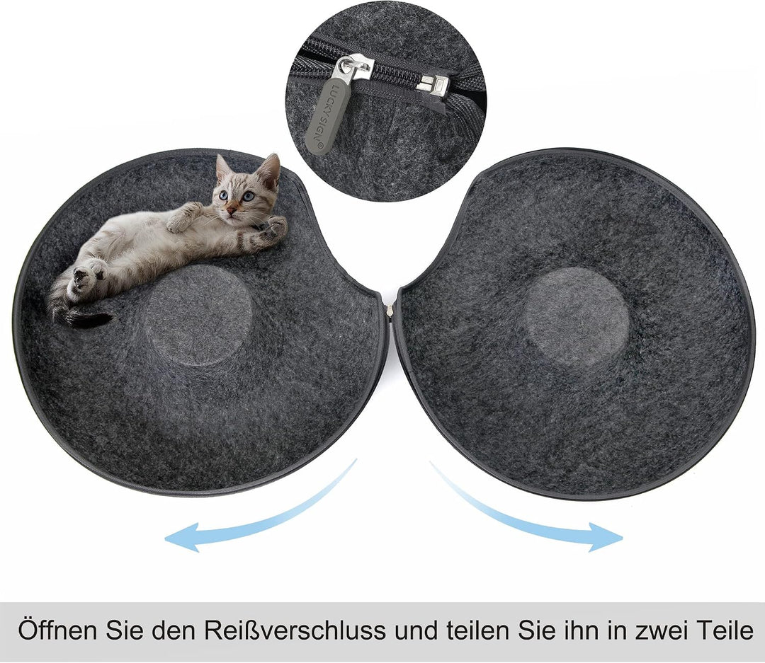 Lucky Sign - Katzenhöhle Katzentunnel aus Filz Katzenbett multifunktionalle Katzensofa gemütliches K