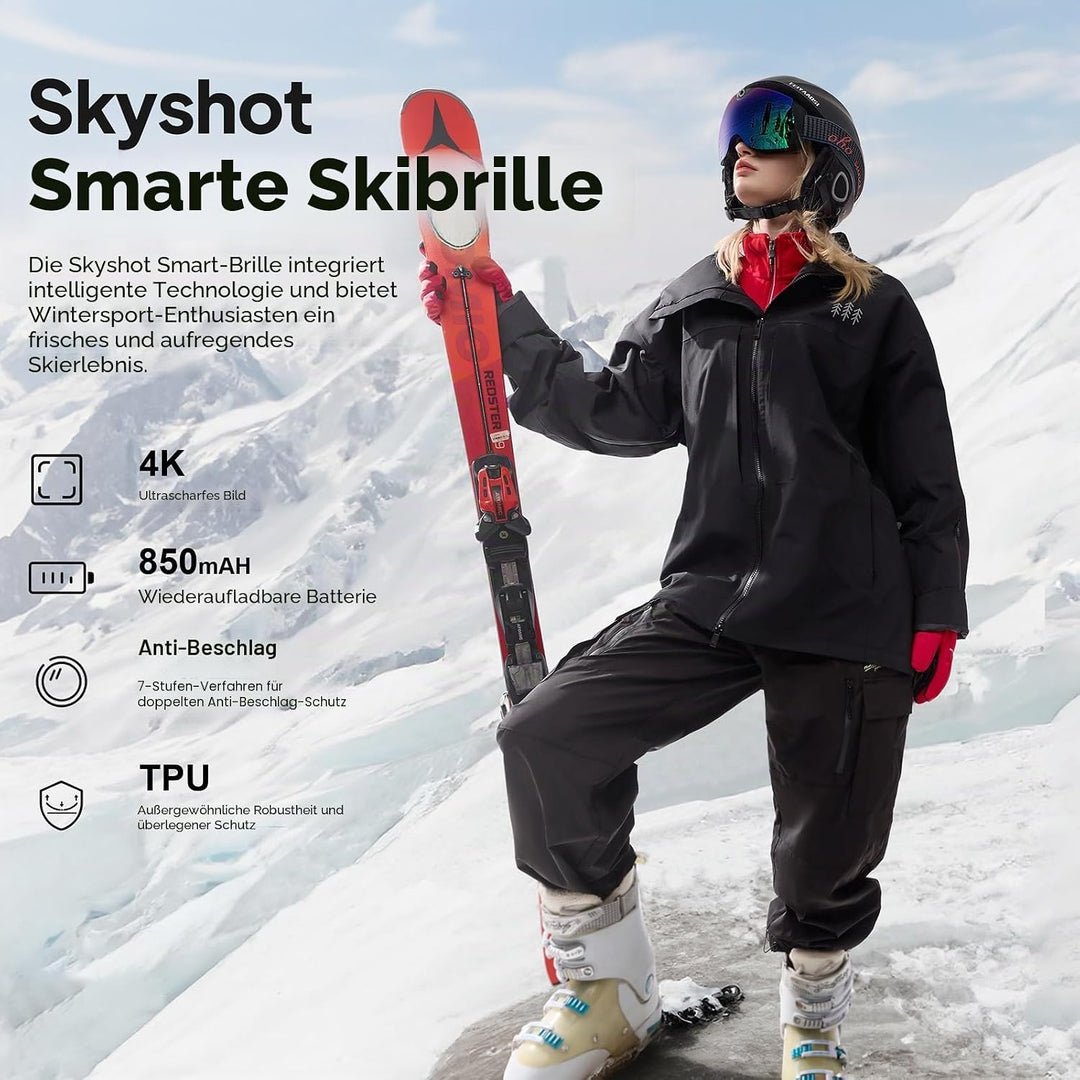 OhO Camera Ski Goggles, 4K Camera Snowboard Goggles with Adjusted View of Camera Recroding No Wifi-m