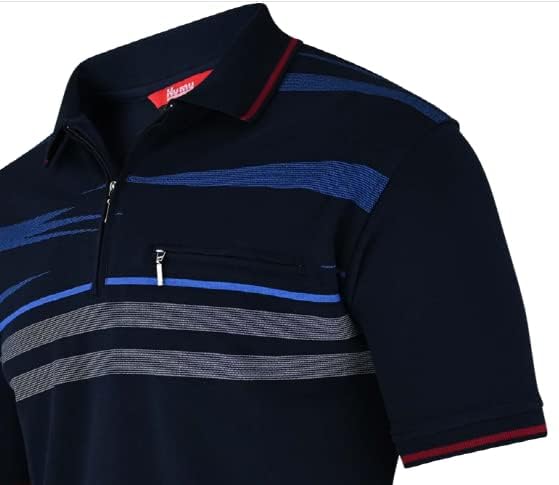 Soltice Herren Kurzarm Poloshirt, Polohemd Kragen, Gestreifte Blousonshirt mit Brusttasche aus Baumw