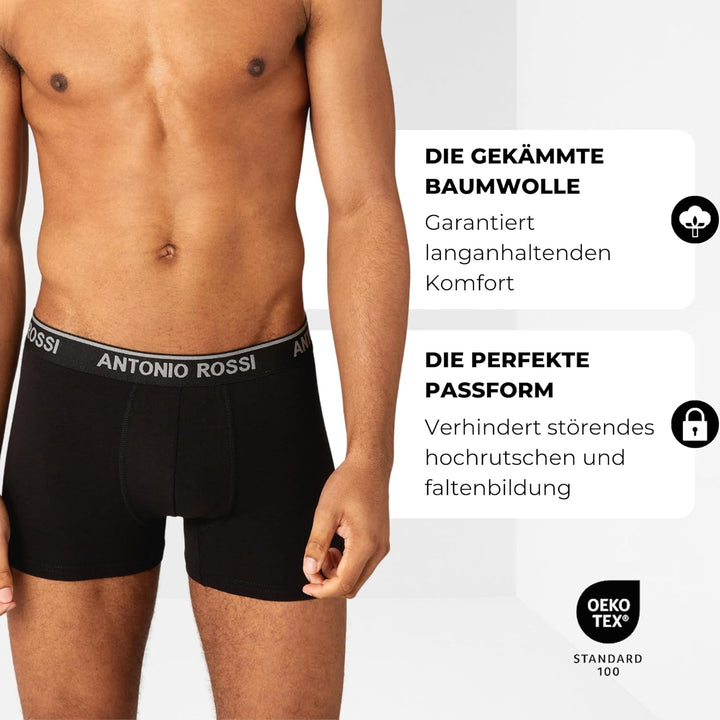 ANTONIO ROSSI (12er-Pack) Herren-Boxer-Hipster - Herren-Boxershorts Multipack mit elastischem Bund -