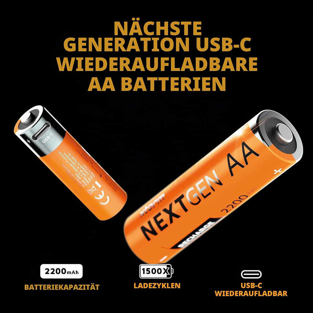 Xtorm NextGen AA Batterien Wiederaufladbar mit USB-C - 4 Pack