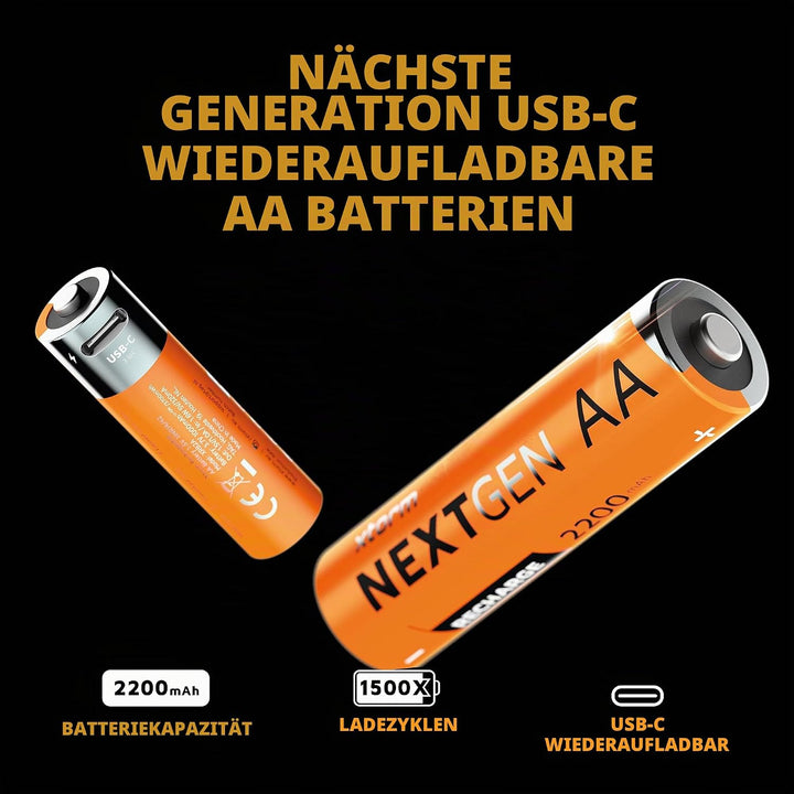 Xtorm NextGen AA Batterien Wiederaufladbar mit USB-C - 4 Pack