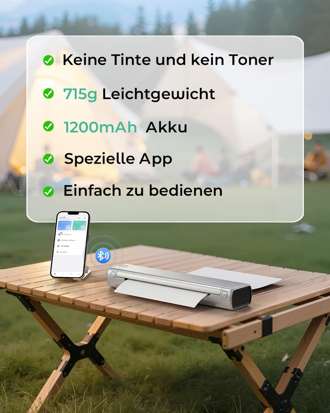 Phomemo M08F Tragbarer Thermodrucker Wireless Bluetooth Mobile Drucker A4 für Unterwegs Unterstützt