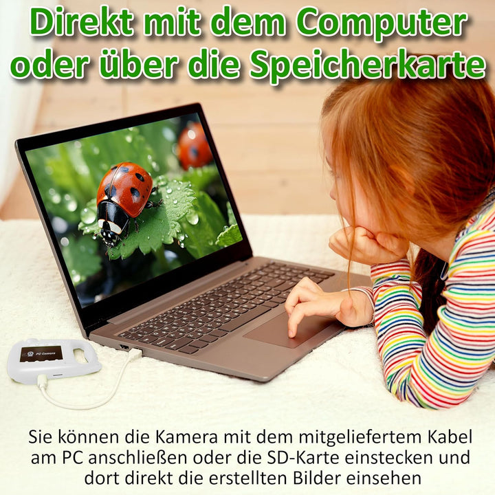Kinder Mikroskop Kamera 48MP Digitalkamera mit 100x Vergrösserung HD Display Videoaufnahme Zoom Lern