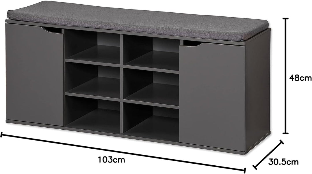 Kesper | Schuhschrank mit Sitzkissen, Material: Spanplatte, Textil, Masse: 103 x 48 x 30,5 cm, Farbe
