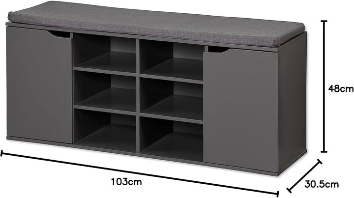 Kesper | Schuhschrank mit Sitzkissen, Material: Spanplatte, Textil, Masse: 103 x 48 x 30,5 cm, Farbe
