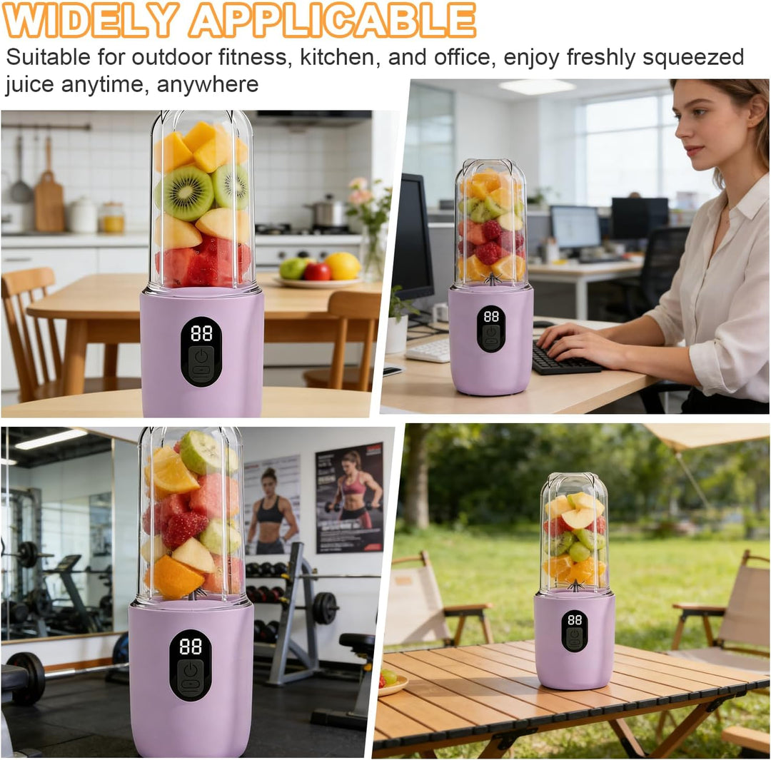 Tragbarer Mixer 500ML, Smoothie Maker to go mit Digitalanzeige & 16-Blatt Klingen Edelstahl, USB Auf