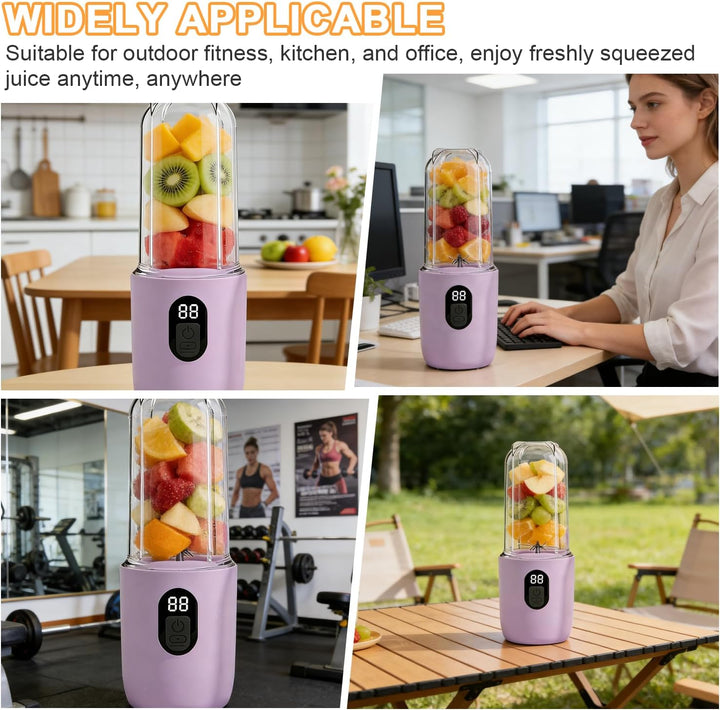 Tragbarer Mixer 500ML, Smoothie Maker to go mit Digitalanzeige & 16-Blatt Klingen Edelstahl, USB Auf
