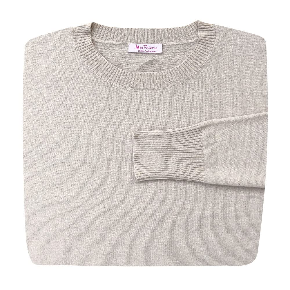 LES POULETTES -Perfekter Kaschmirpullover Lose Runder Kragen Einzigartige Grösse - Beige