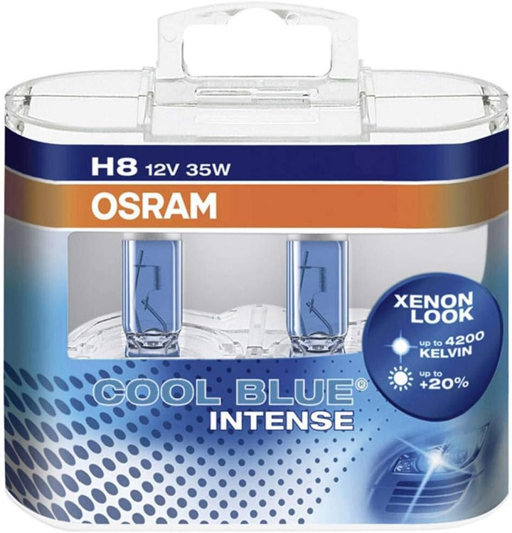Osram 64212CBI-HCB COOL BLUE INTENSE H8 Halogen, Scheinwerferlampe, 12V, Duo Box, 2 Stück, Anzahl 2,