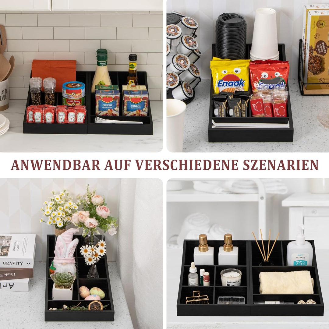 ANBOXIT Kaffee Organizer, Holz Kaffeestation Zubehör Organizer für Kaffeeecke, Kaffeebar Regal, Kaff