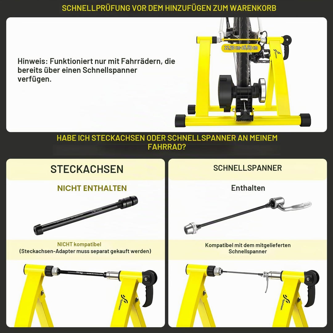 Sportneer Rollentrainer Fahrrad - Magnetischer Rollentrainer für 26-28" &amp; 700C Schnellspanner Vorder