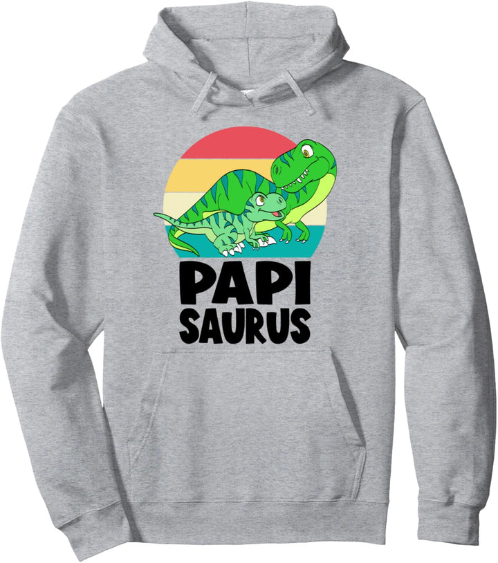 Papi Dinosaur Papisaurus T-Rex Daddy Sunset Family Matching Pullover Hoodie