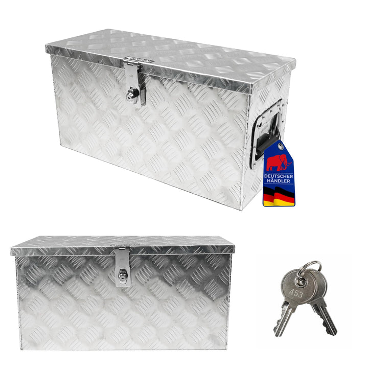 PROREGAL Deichselbox TITAN Anhängerbox für PKW Anhänger Alubox abschliessbar mit Deckel & 2 Schlüsse