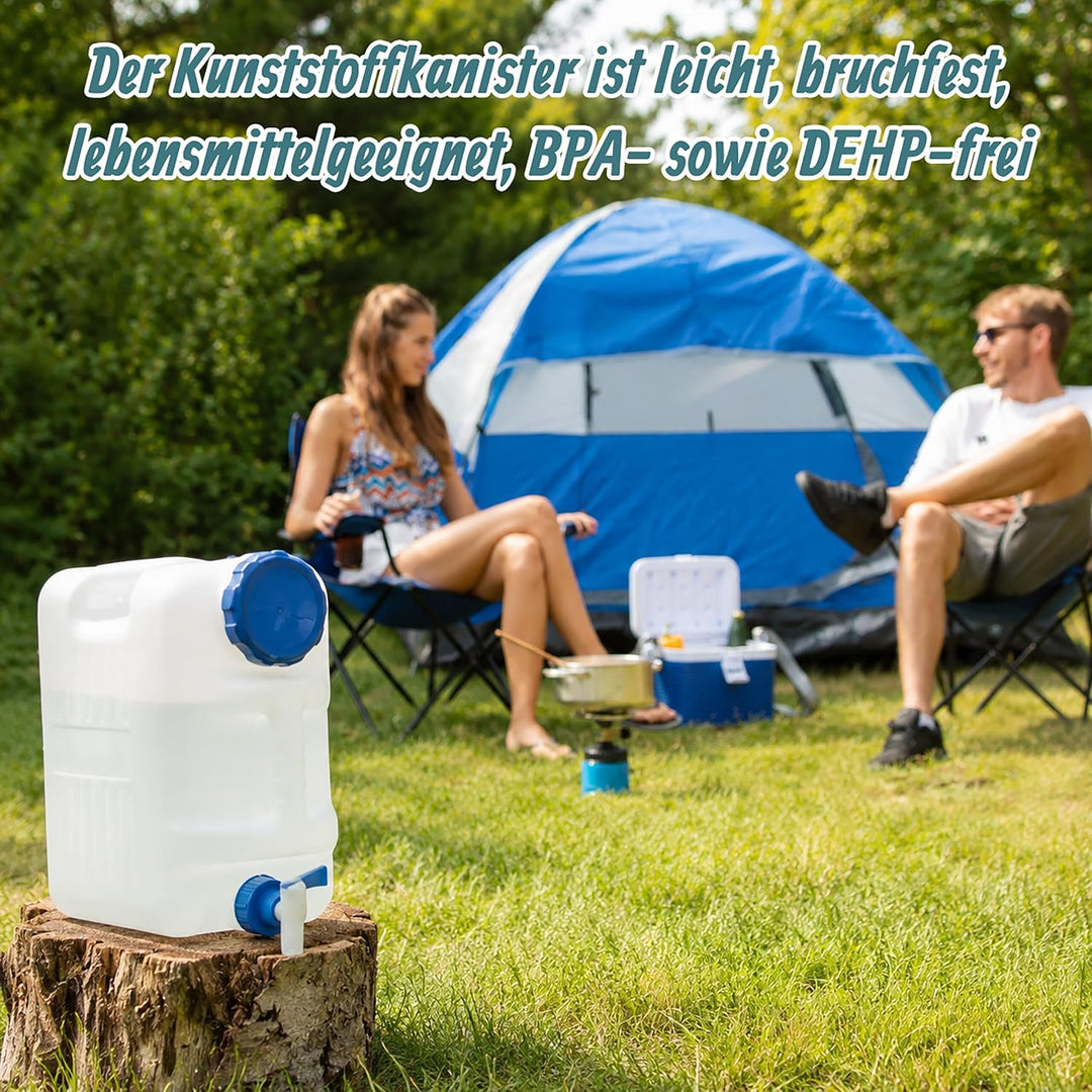 Relaxdays 20 L Wasserkanister, Ablasshahn, Schraubdeckel, tragbarer Trinkwasserkanister, BPA-frei, C