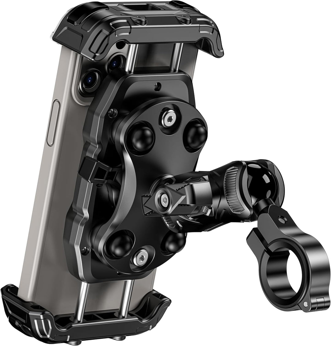 Kewig Motorrad-Handyhalterung mit Vibrationsdämpfer und Hochgeschwindigkeits-Sicherheitsverriegelung