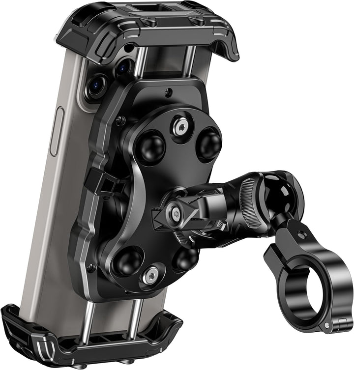 Kewig Motorrad-Handyhalterung mit Vibrationsdämpfer und Hochgeschwindigkeits-Sicherheitsverriegelung