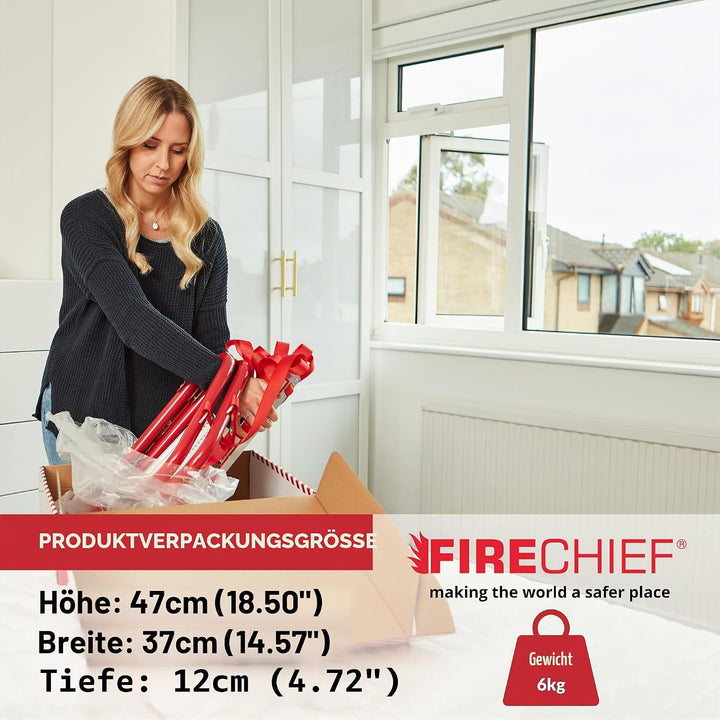 Firechief FEL730 Feuerschutzleiter, 3 Etagen, zusammenklappbar, extra breite Trittflächen, 3 Etagen