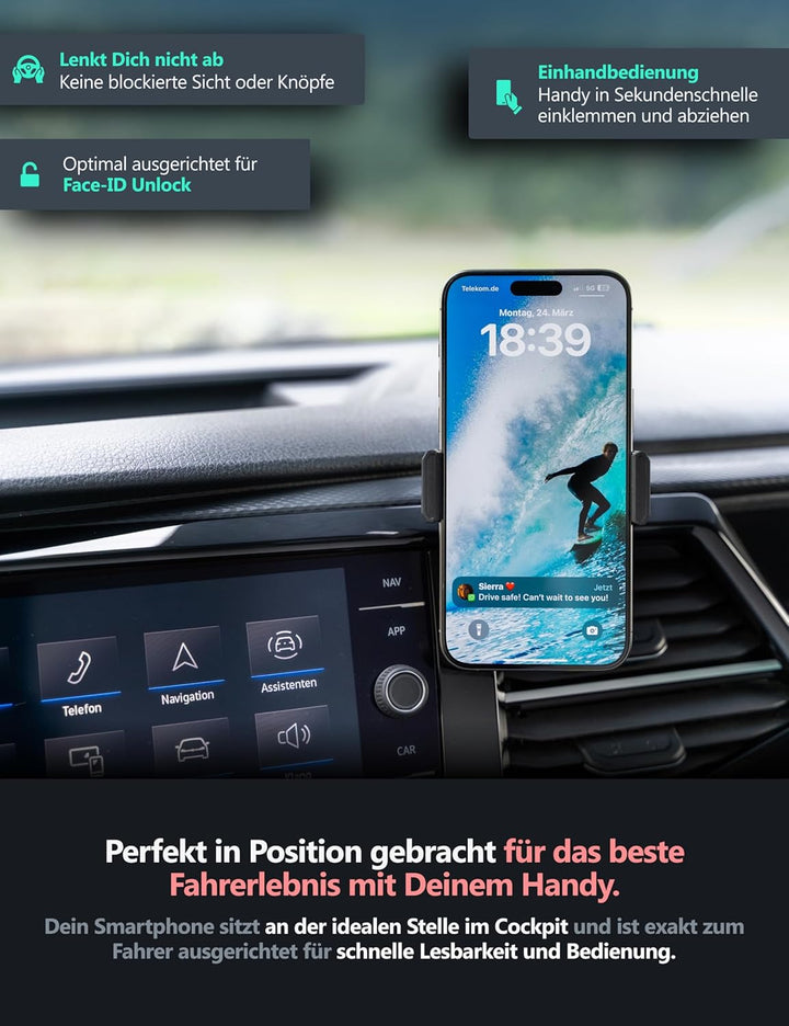 Handyhalterung VW T6.1 – Speziell entwickelt für T6 Bus (Facelift T 6.1) – Made in Germany – Handyha