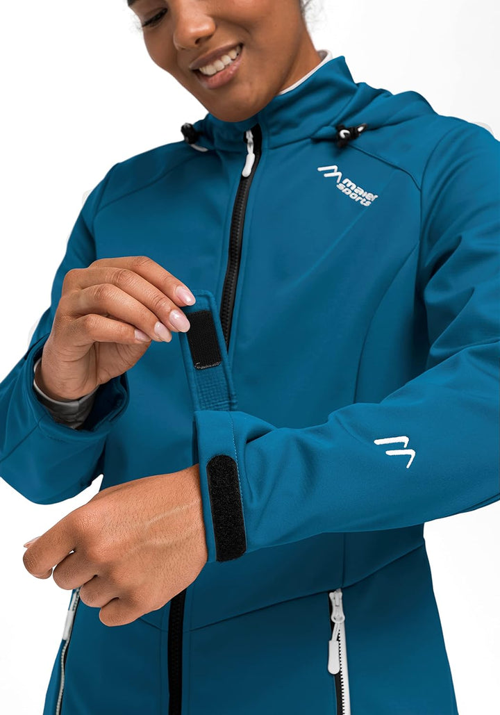 Maier Sports Damen Selina Mantel, atmungsaktiver Softshellmantel mit verstellbarer Kapuze, Winter Ou