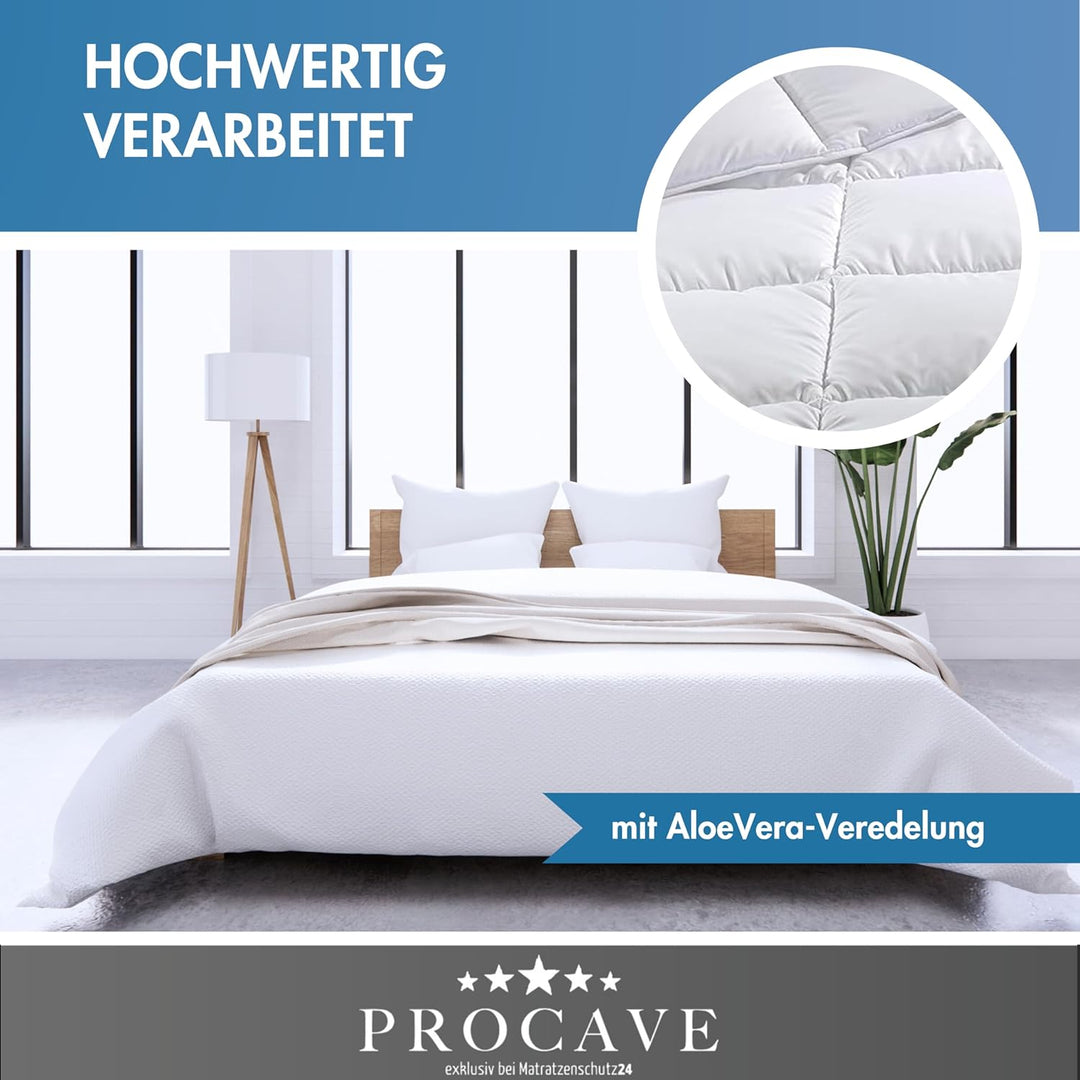 PROCAVE Micro-AloeVera Sommerdecke 200x200cm mit AloeVera-Veredelung | Microfaser | Aloe Vera | Step