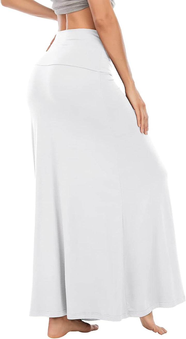 Durio Rock Maxirock Lang Damen Rock Weich Sommerrock Elegant Freizeitrock mit Hohem Bund Elastisch S