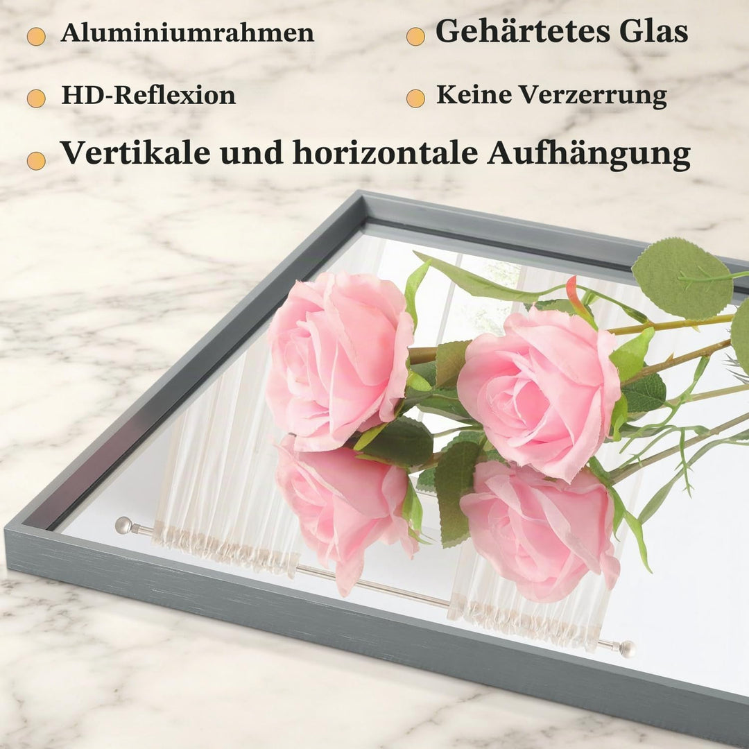 AAZZKANG Rechteckige Metall gerahmte Spiegel für Wand Moderne hängende Spiegel mit Aluminiumrahmen f