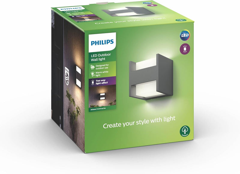 Philips myGarden Arbour LED Sockelleuchte, Aluminium Ohne Bewegungsmelder 2-flammig Wandleuchte, Ohn